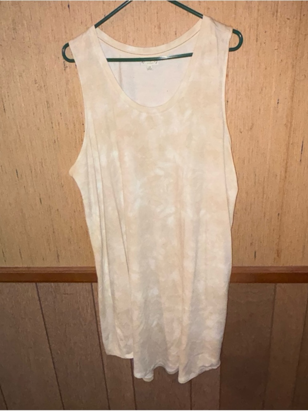 Light Beige Tie-Dye Sleeveless Tank Dress